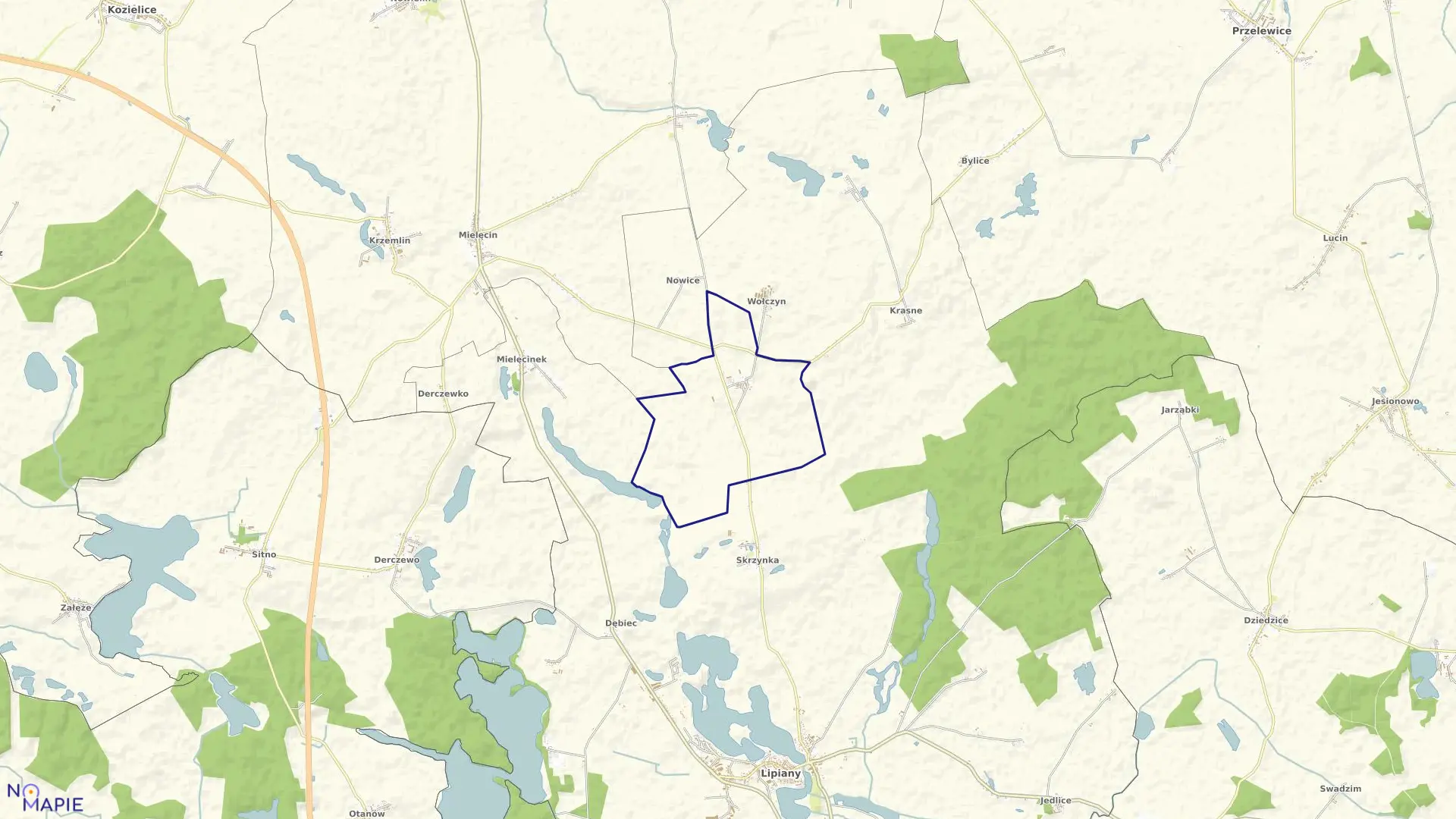 Mapa obrębu Batowo w gminie Lipiany