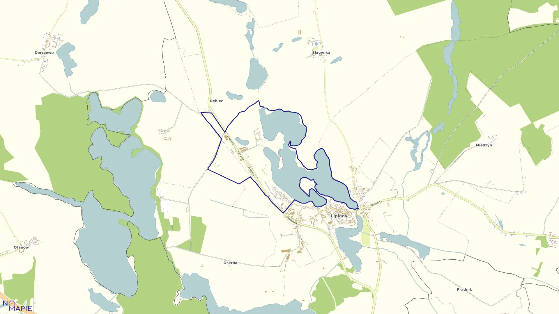 Mapa obrębu Lipiany 1 w gminie Lipiany
