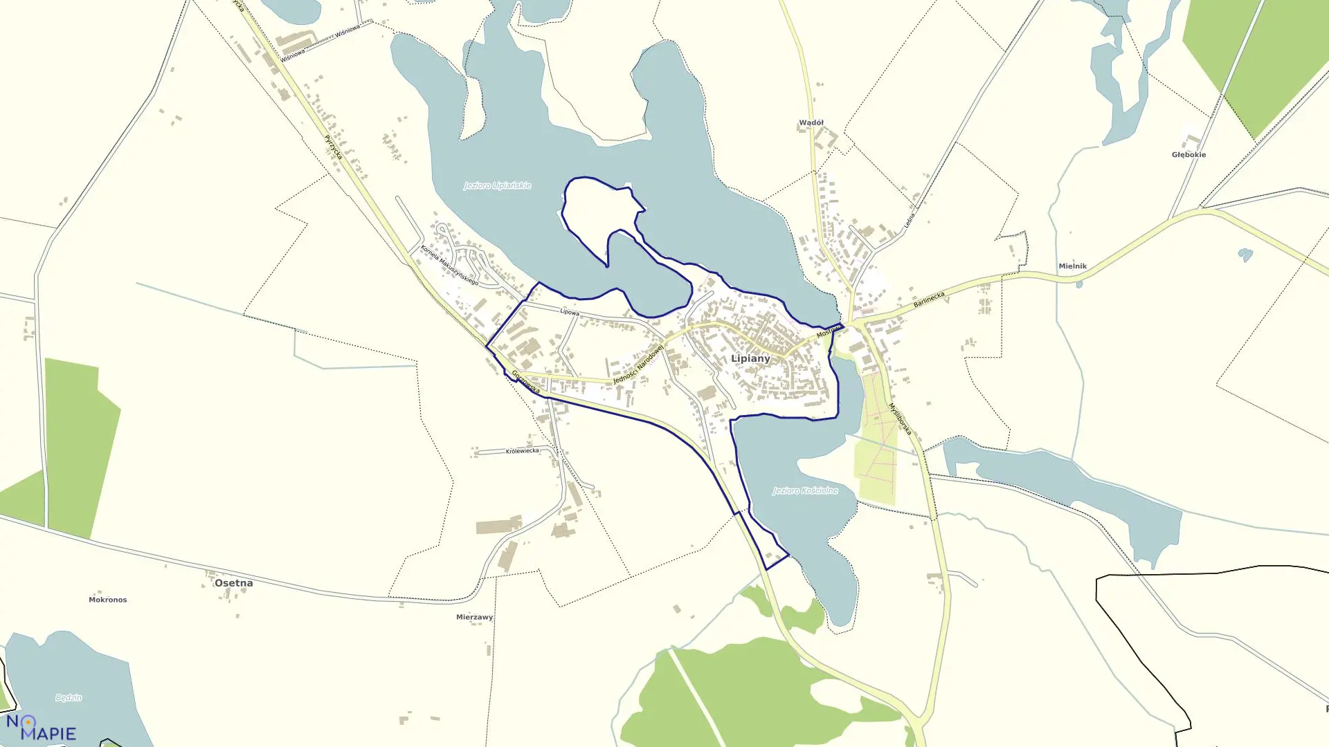 Mapa obrębu Lipiany 2 w gminie Lipiany