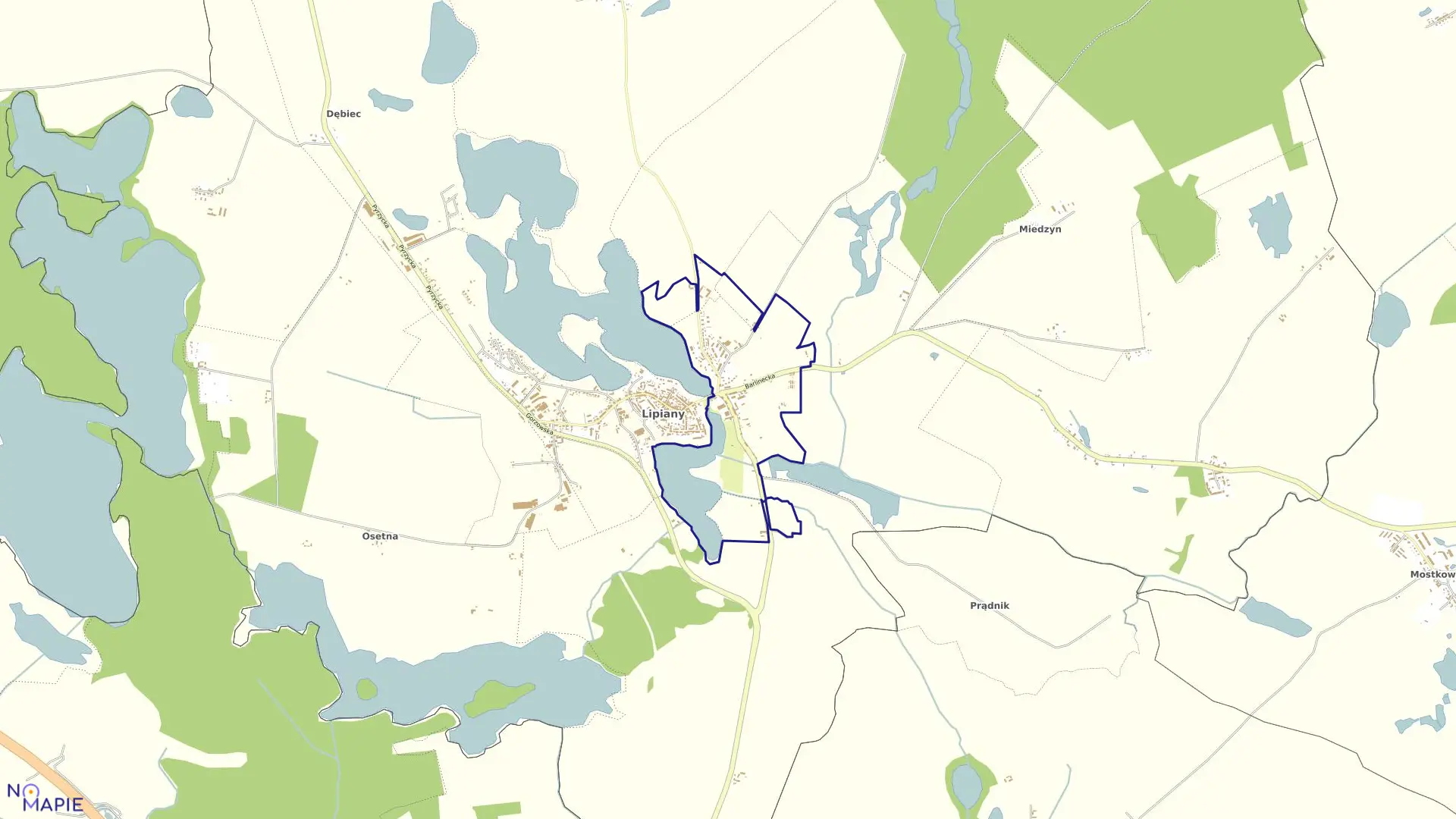Mapa obrębu Lipiany 3 w gminie Lipiany