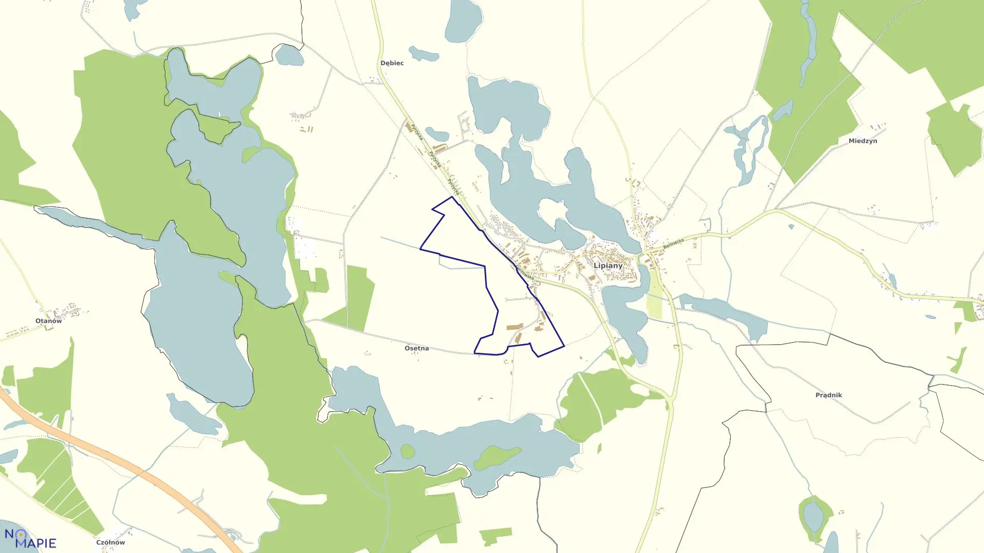 Mapa obrębu Lipiany 4 w gminie Lipiany