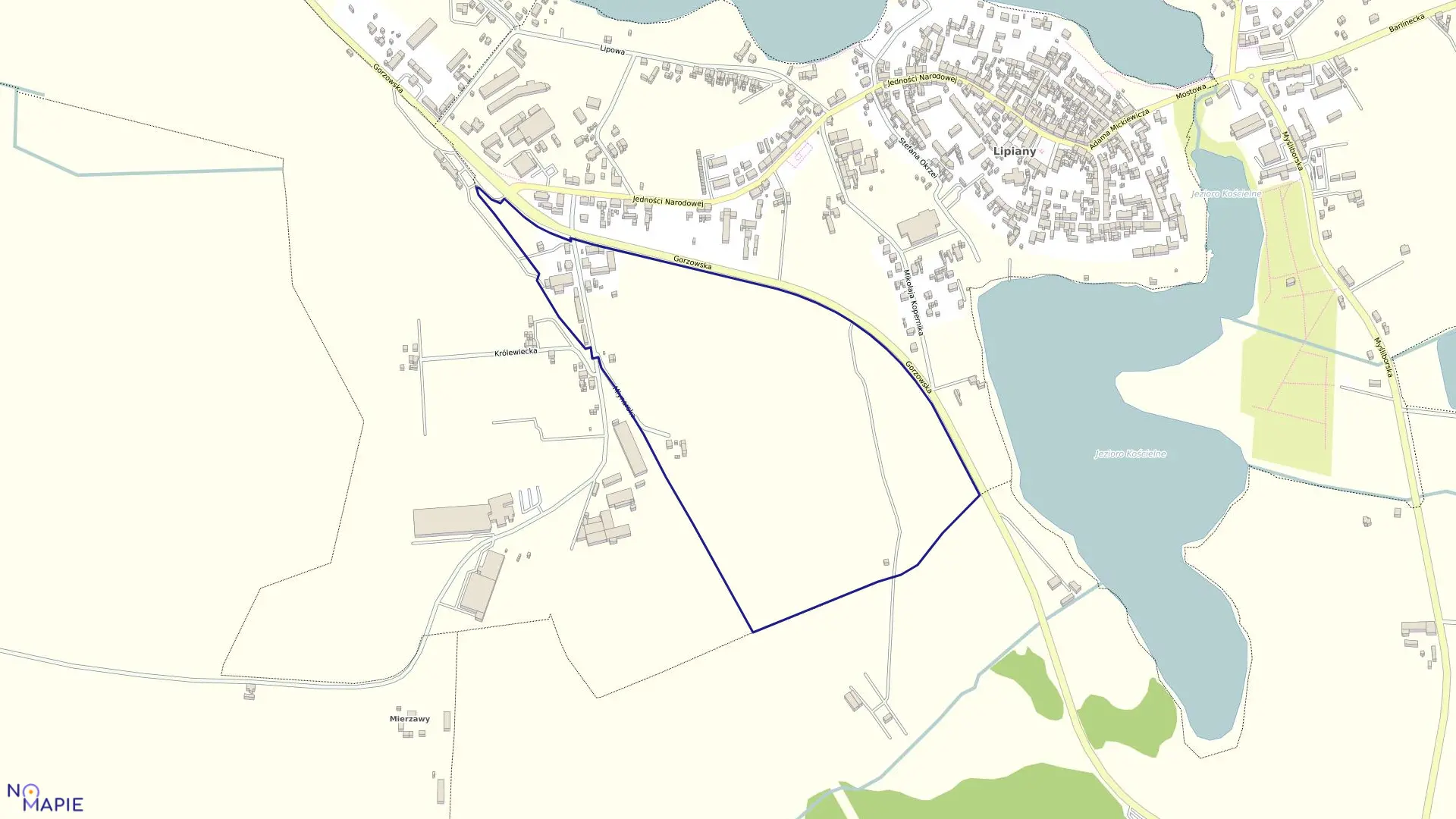 Mapa obrębu Lipiany 5 w gminie Lipiany