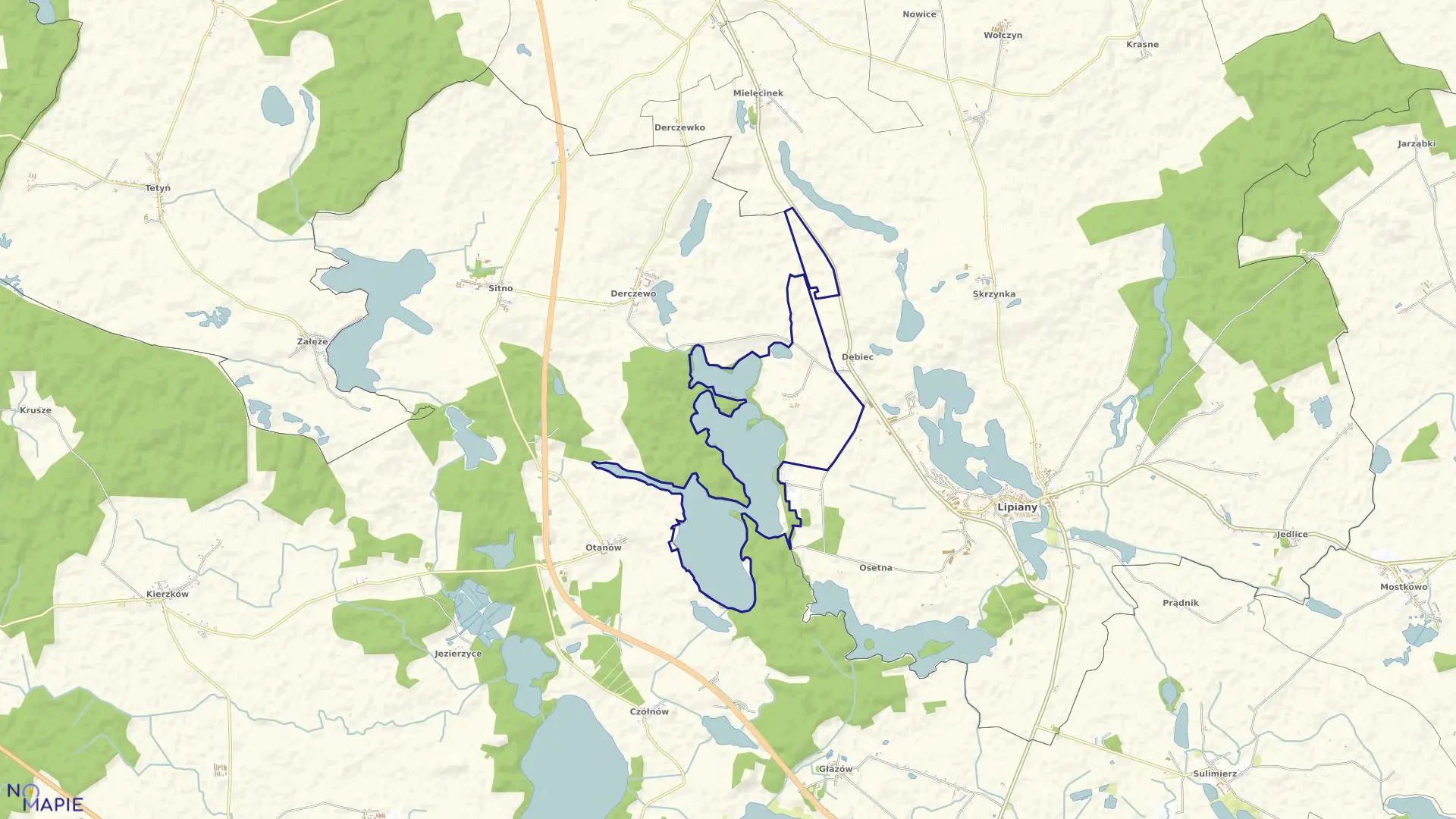 Mapa obrębu Mironów w gminie Lipiany