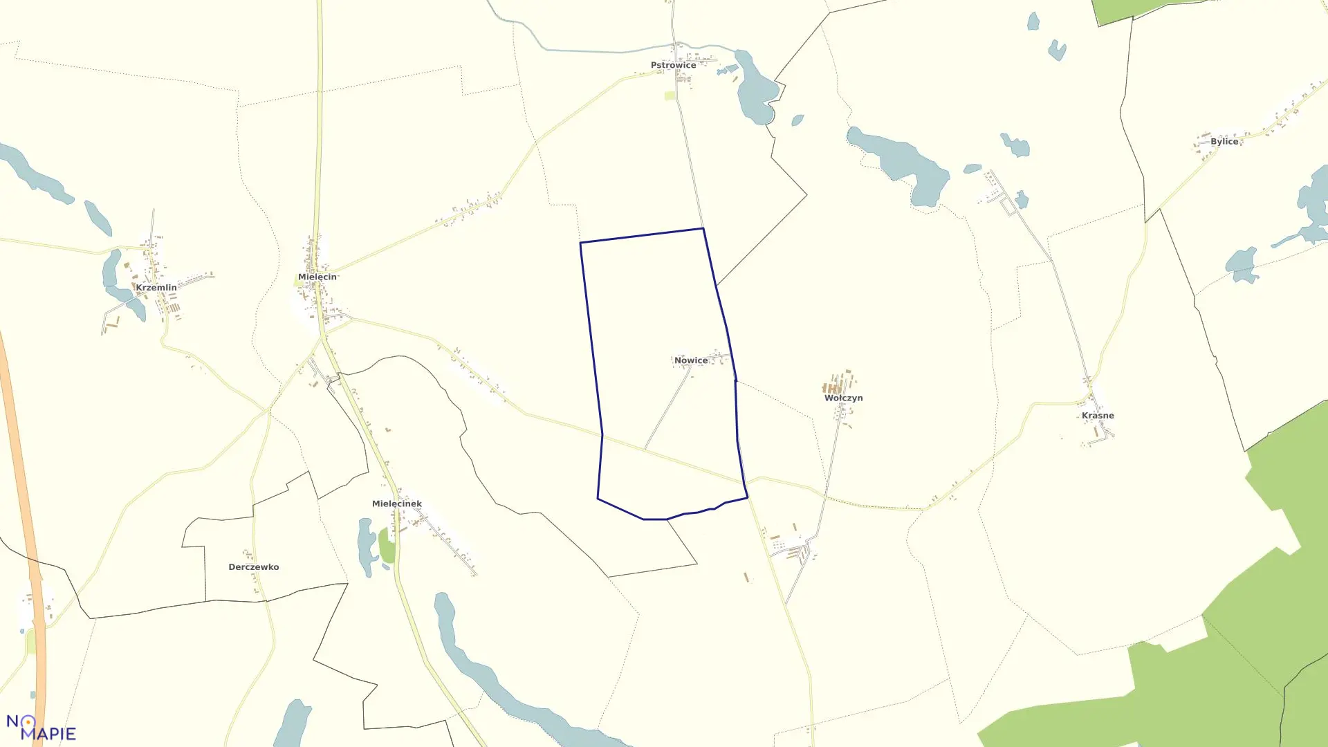Mapa obrębu Nowice w gminie Lipiany