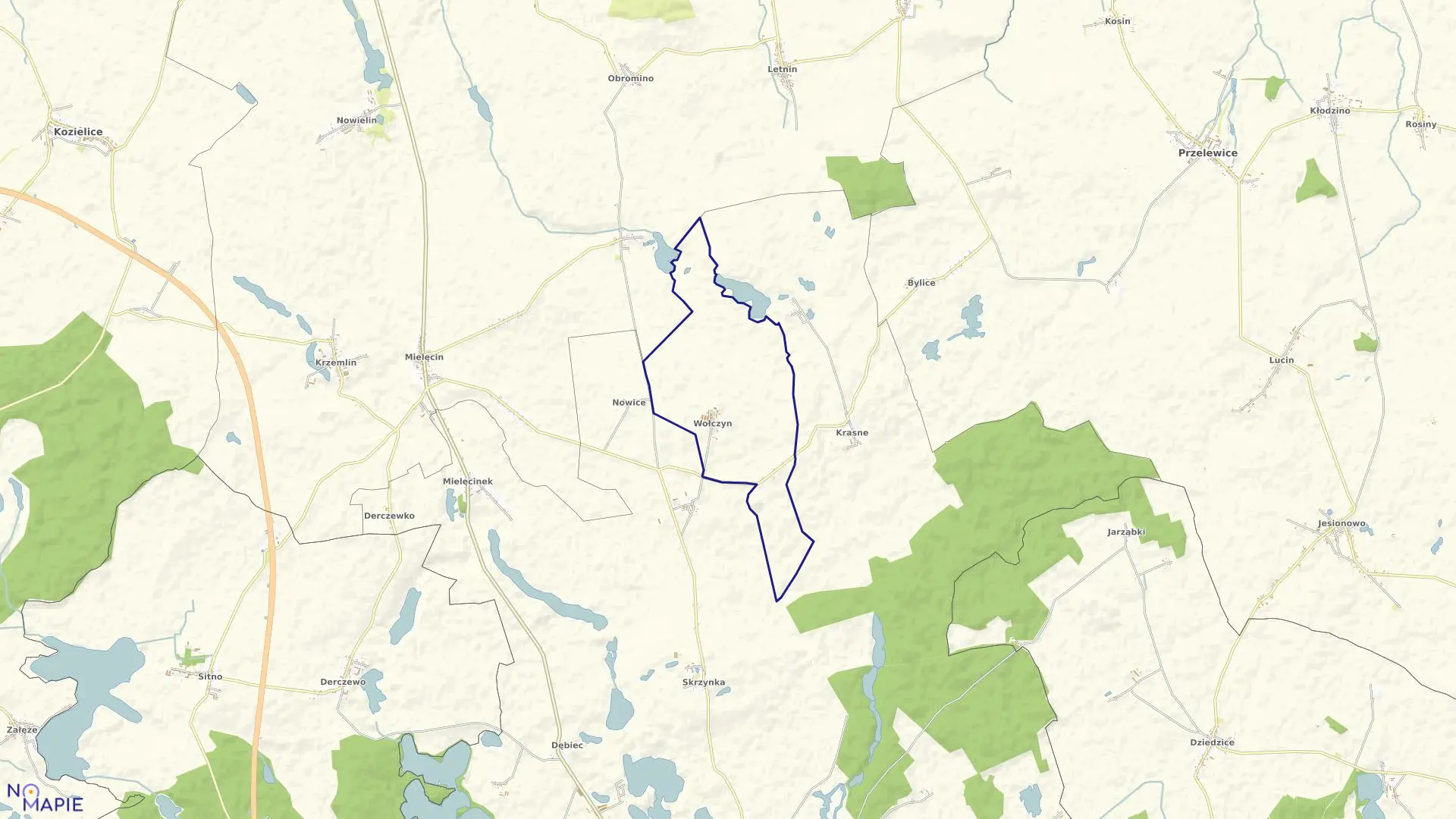 Mapa obrębu Wołczyn w gminie Lipiany