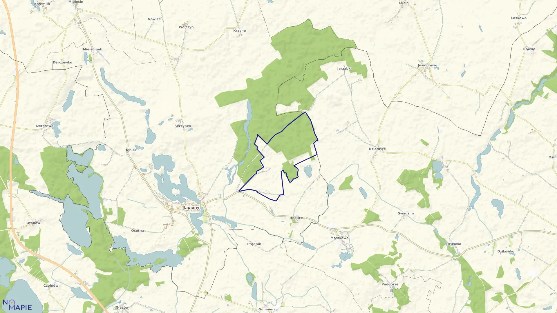 Mapa obrębu Żarnowo w gminie Lipiany